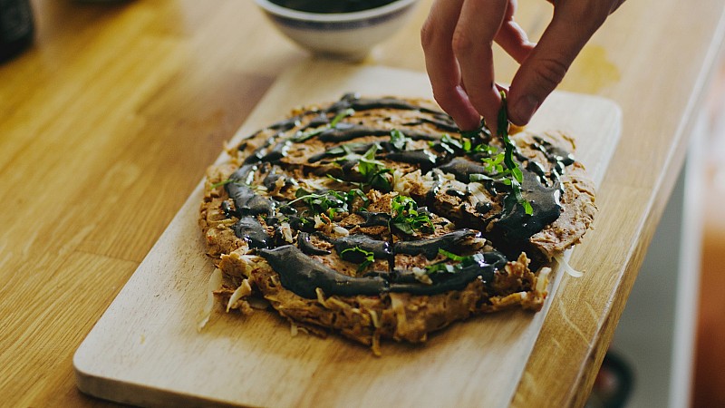 Alastair Coates Recipe for Vegan Japanese Fusion Cabbage Fritter Okonimyaki 