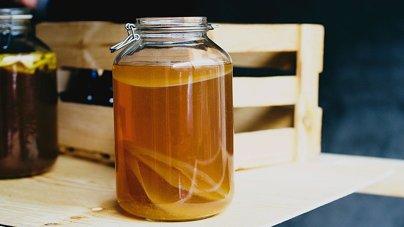 Berlin Kombucha Society with a batch of fermented tea and the SCOBY for a delicious and healthy drink Foodadit