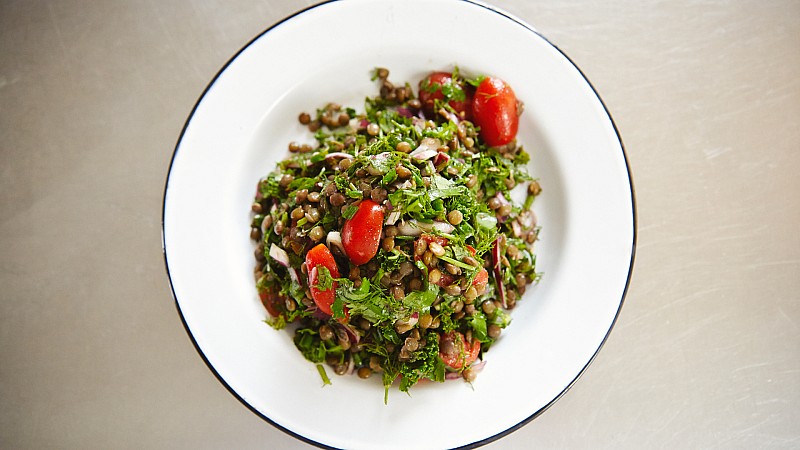 greenhopping founder catherine cuellos french lentils with a tonne of herbs recipe foodadit